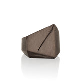 Black geometric Bronze ring in 14k Gold ring on a white background