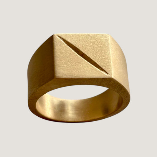 Scar Signet Ring | Men’s 14K Gold Matte Finish Band – MZNR Men