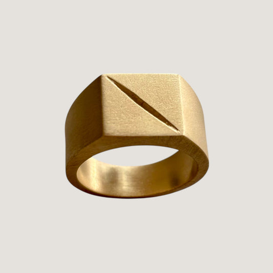 Scar Signet Ring | Men’s 14K Gold Matte Finish Band – MZNR Men